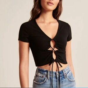 Abercrombie Ribbed Lace-Up Crop Top